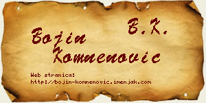 Bojin Komnenović vizit kartica